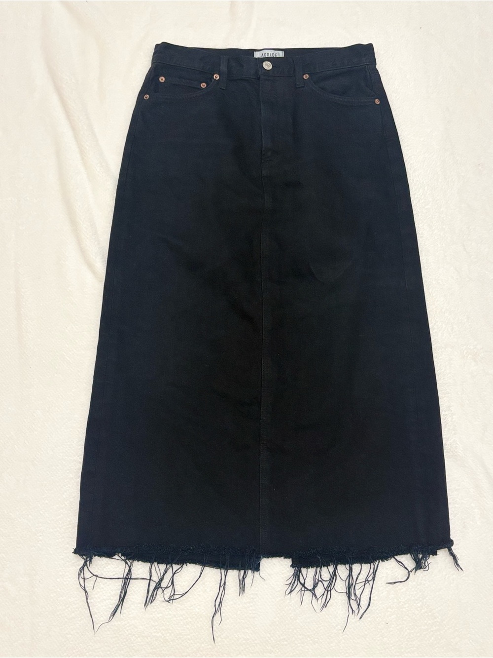 Agolde Black Denim Skirt with Raw Edge SZ 27